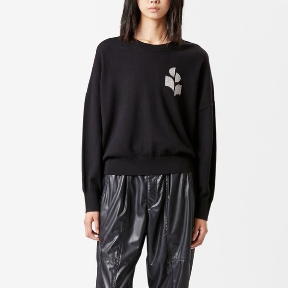 Isabel Marant Sweaters - Isabel Marant Etoile Marisans Sweater in Black Silver Sparkly Logo | size 36 / S